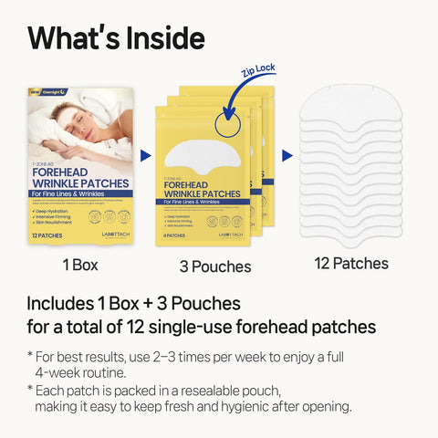 LABOTTACH Anti-Aging Collagen AG Hydrogel Patch for T-zone & Chest, 12 Patches