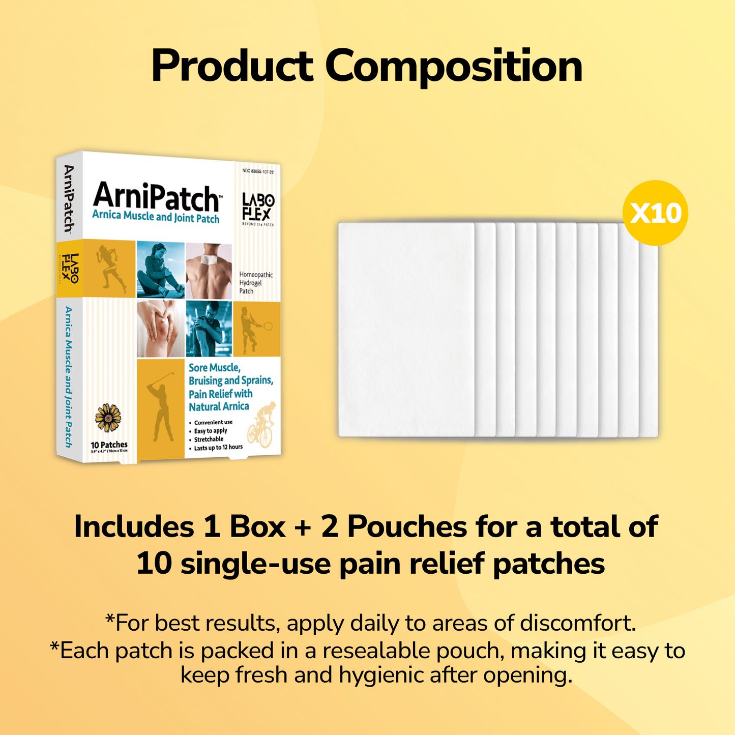 LaboFlex ArniPatch™ Arnica Hydrogel Pain Relief Patches (Renewed Version)